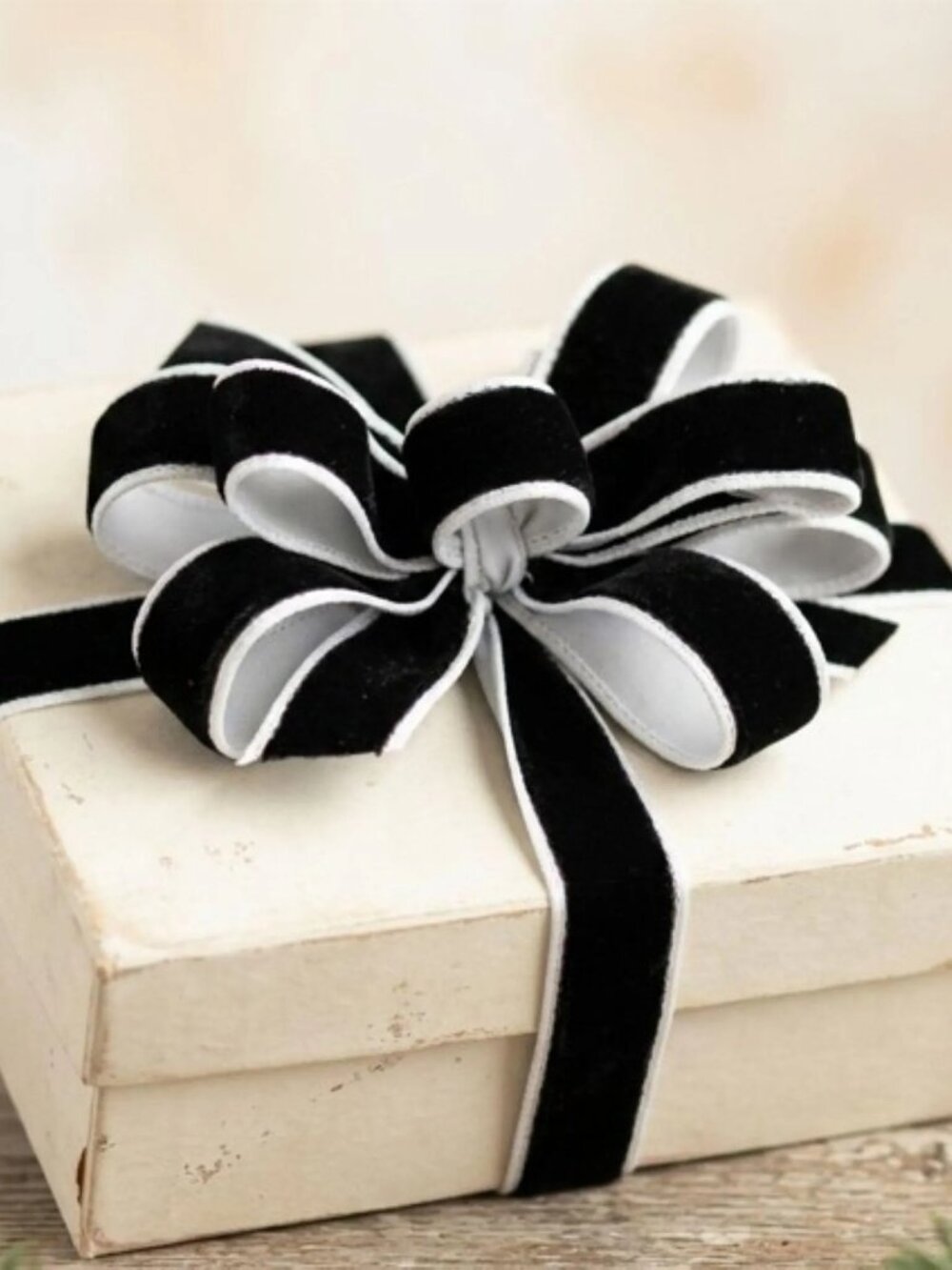Black Two Tone Velvet Farrisilk 1 inch Christmas Ribbon for Tree Trim 10 yards